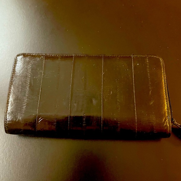 Pre-owned Vintage Lee Sands Black Eel Skin Wallet. - Picture 1 of 4